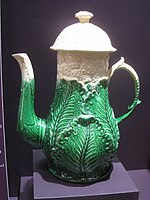 Cauliflower coffee-pot, with Wedgwood's green lead glaze, c. 1760, Thomas Whieldon and Josiah Wedgwood