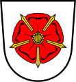 Lippische Rose auf silbernem Schild in der offiziellen Fassung von 1933