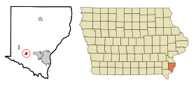 Des Moines County Iowa Incorporated and Unincorporated areas Middletown Highlighted.svg