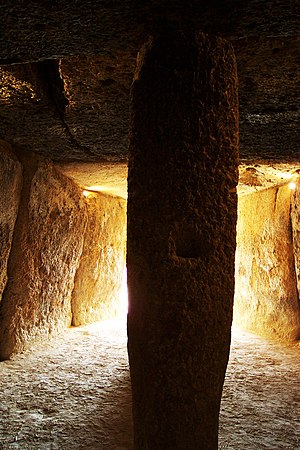 Dolmen of Menga interior, Antequera, Spain