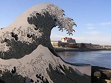 Skulptur Die Woge von Tobias Stengel auf dem Hauptpfeiler der Augustusbrücke in Dresden