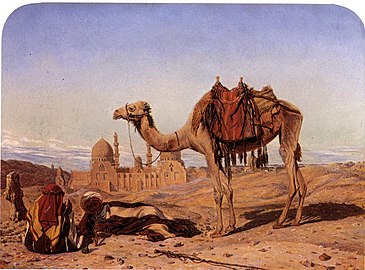 Dromedary and Arabs at the City of the Dead, Cairo, with the Tomb of Sultan El Barkook in the Background.jpg