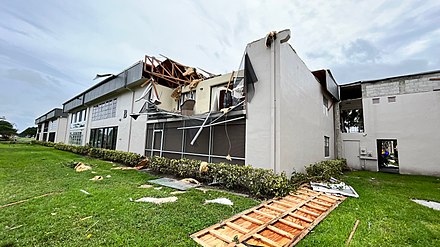 Damage in Kings Point, Florida from an EF2 tornado which was spawned by Hurricane Ian