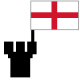 Torre de pictogramas con bandera inglesa