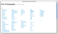 Wireframe illustrating the layout of languages by script type.