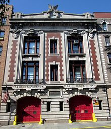 The quarters of Engine 84 and Ladder 34, located in Hamilton Heights, Manhattan Firehouse, Engine 84 Hook & Ladder 34 from front.jpg