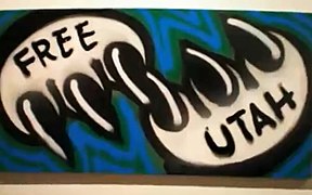 "Free Utah" graffiti by Claw Money