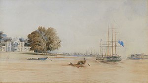 Taman Wisata, Bekasi, HMS CALLIOPE Menghormat 1841, oleh Francis Meynell.jpg