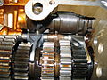 Yamaha motorcycle gearbox seen from below