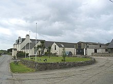 The Gigha Hotel, Ardminish and attendant New Zealand cabbage tree (often misidentified as palms)