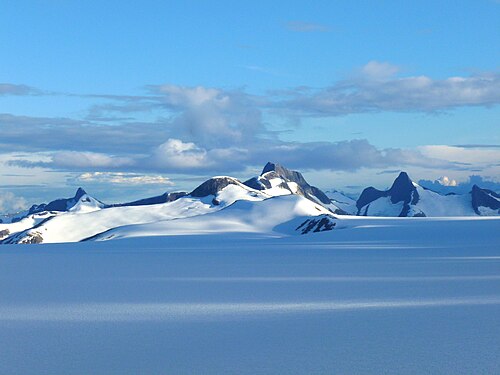 Slanting Peak centered, with Guardian Mountain to right