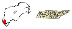 Location of Blaine in Grainger County, Tennessee.