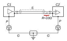 Resistor in the shield Ground loop solution - resistor.svg