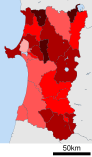 Growth rate map of municipalities of Akita prefecture, Japan