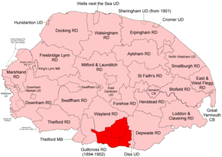<span class="mw-page-title-main">Guiltcross Rural District</span> Rural district in Norfolk, England from 1894 to 1902