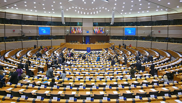 European parliament hemicycle in Brussels, Belgium