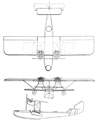 Hanriot H.38 3-view drawing from Les Ailes March 18, 1926 Hanriot H.38 3-view Les Ailes March 18, 1926.png