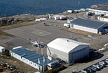 The Hernesaari Heliport in Hernesaari, Helsinki, Finland Hernesaaren helikopterikentta ilmasta.jpg