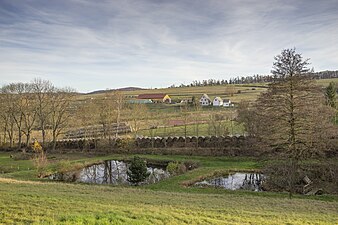 Boerenland en vijvertjes nabij Hracholusky