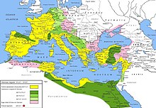 Carte de la Méditerranée et de l'Empire romain à son apogée.