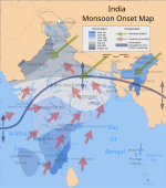 Carte du début de la mousson en Inde.