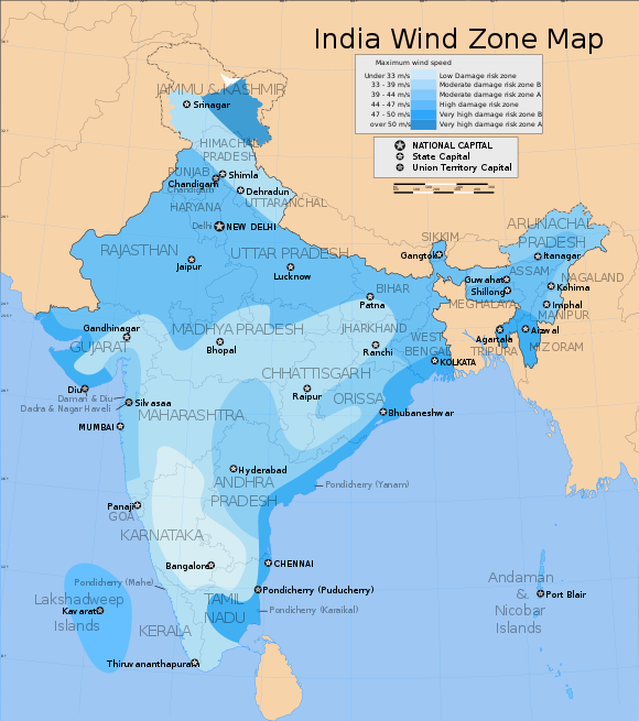 India wind zone map.