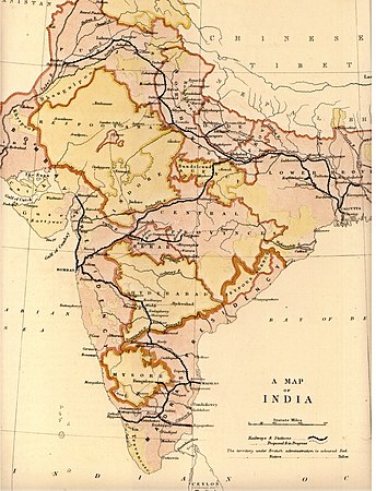 Railway map of India in 1871