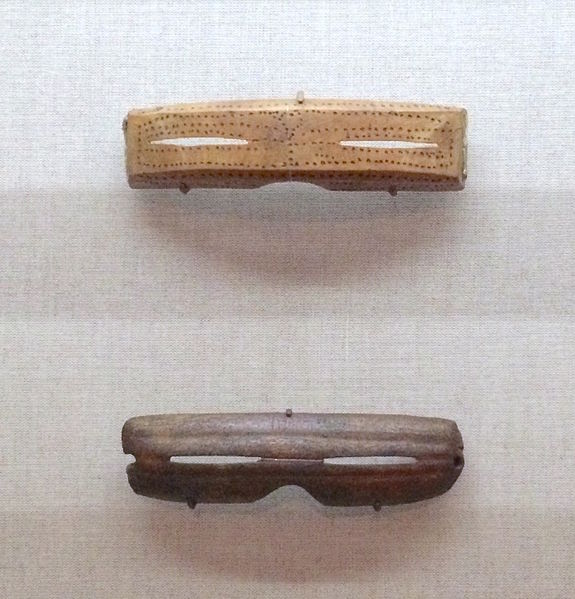 File:Inuit Snow goggles from Alaska. Made from carved wood, 1880-1890CE (top) and Caribou antler 1000-1800 CE (bottom).jpg