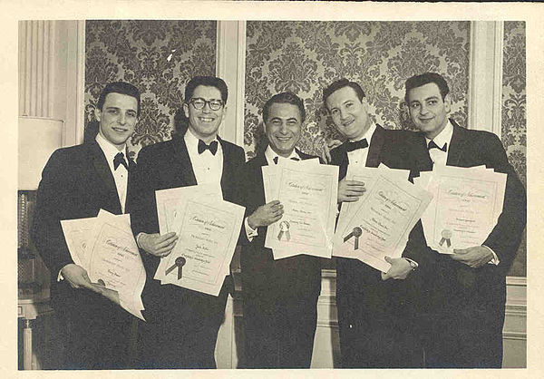 Barry Mann, Jack Keller, Al Nevins, Don Kirshner and Howard Greenfield at the 1962 BMI Awards