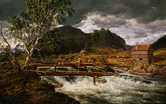 J. C. Dahl - Målning av Hellefossen - 1838.