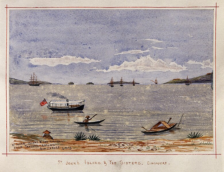 File:John Edmund Taylor, St. John's Island & the Sisters. From Tanjong Katong Singapore (1879, Wellcome V0037483).jpg