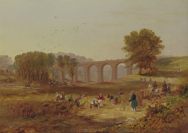 A painting by John Wilson Carmichael of the Wetheral Viaduct, built by the N&CR across the Drybeck Valley