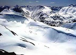 View of the Juneau Icefield and granite outcrops in the Boundary Ranges of the Coast Mountains Juneau Icefield.jpg