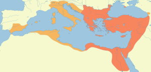 Byzantium under the Justinian dynasty Under Emperor Justinian (r. 527-565), the Byzantines were able to reestablish Roman rule in Italy and most of North Africa.   Justinian's conquests   Eastern Empire 