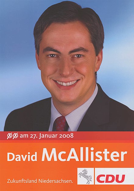 McAllister in an electoral poster for the 2008 Lower Saxony state election