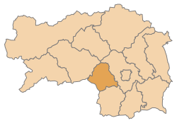 Lage des Bezirks Bezirk Voitsberg im Bundesland Steiermark (anklickbare Karte)