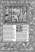 A page from the Kelmscott Chaucer; decoration by William Morris and illustration by Edward Burne-Jones; 1896