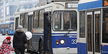 Trolleybuses 17 and 34K routes at the bus stop Kievskaya str.