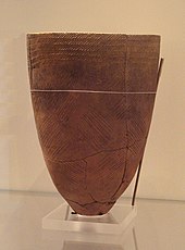 Korean earthenware vessel in the classic Jeulmun comb-pattern style over the whole vessel. c 4000 BCE, Amsa-dong, Seoul. British Museum. KoreanEarthenwareJar4000BCEAmsa-DongNearSeoul.jpg