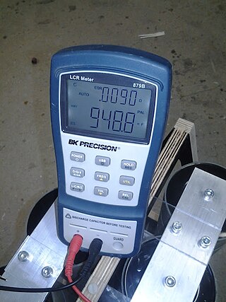 <span class="mw-page-title-main">LCR meter</span> Electronic test equipment that measures inductance, capacitance, and resistance