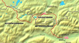 Bayerische Zugspitzbahn op de kaart