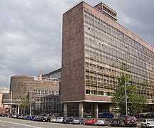 Tsentrosoyuz Building, 1933 (by Le Corbusier [d. 1965] and Nikolai Kolli [d. 1966])