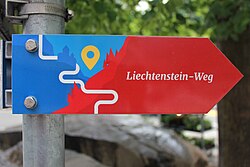 Wegwijzer op de Liechtenstein Way