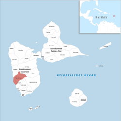 Location of the commune (in red) within Guadeloupe