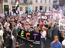 Protesters on 19 March 2005, in London, where over 150,000 marched London Anti-war demo 2005.jpg