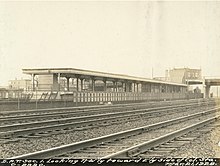 Columbia station in March 1928 Looking northwesterly toward easterly side of Columbia station, March 1928.jpg