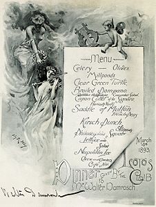 New York'ta bir kulüpten tabldot menüsü, 1893. (Üreten:Bilinmiyor)