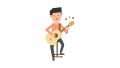 Man Playing Guitar Sitting Cartoon Vector.svg