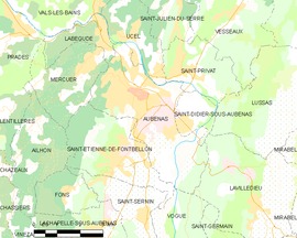 Mapa obce Aubenas