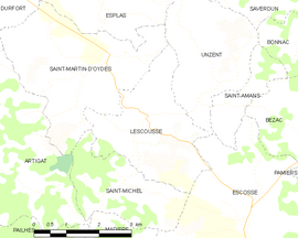 Mapa obce Lescousse